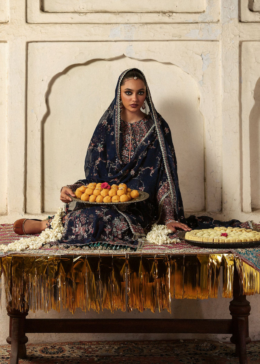 Hussain Rehar Massarat Embroidered Chiffon Unstitched 3Pc Suit - Rabab