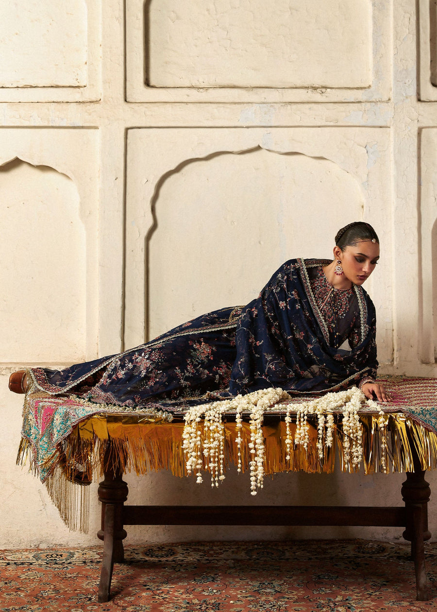 Hussain Rehar Massarat Embroidered Chiffon Unstitched 3Pc Suit - Rabab