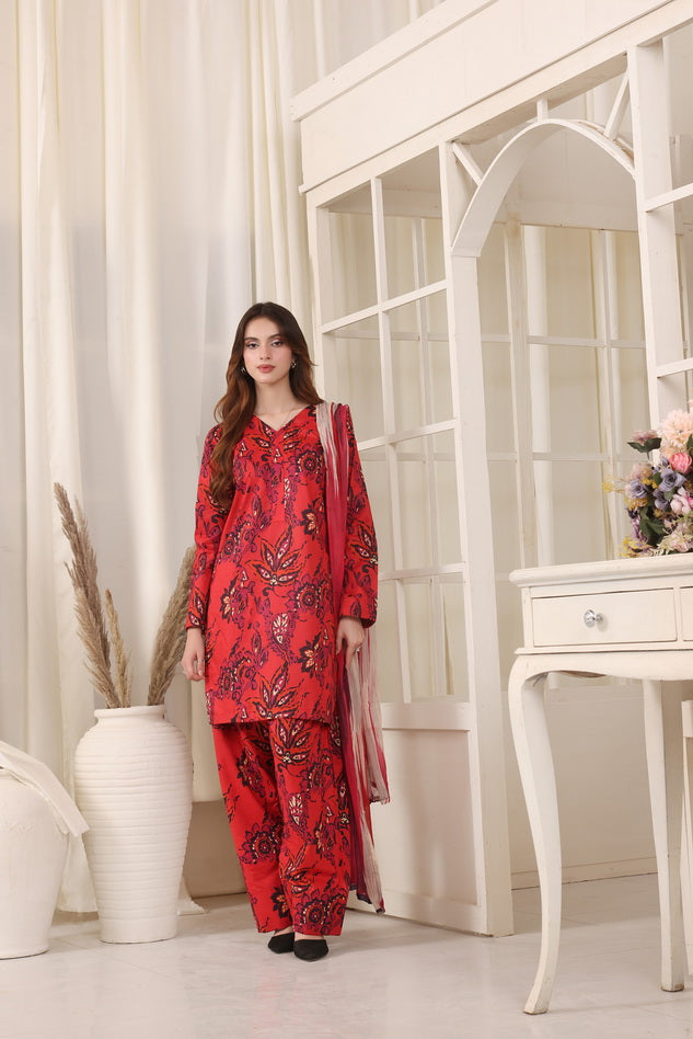 Feathers Premium Whisper of Elan Unstitched Lawn 3Pc Suit Radiant Rosewood-FT677