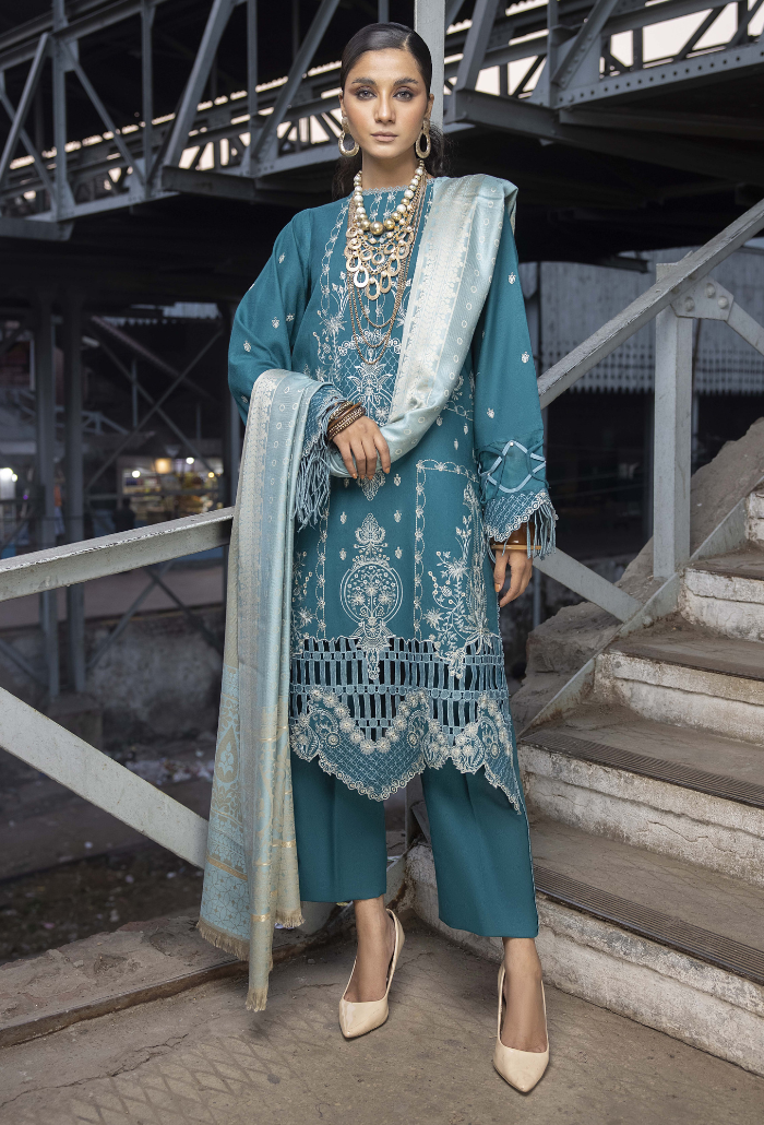 Humdum Rahgeer Embroidered Wool Unstitched 3Pc Suit D-07