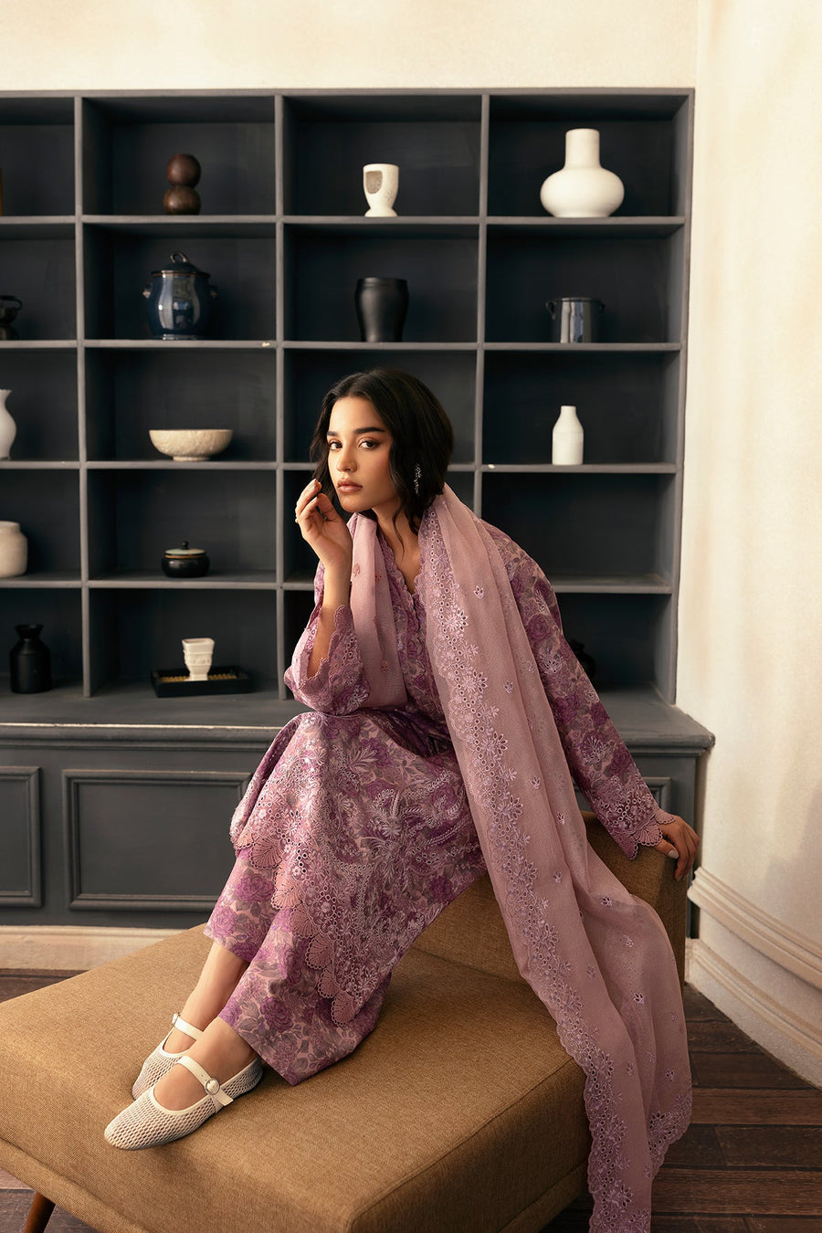 Afrozeh Daybreak Embroidered Lawn Unstitched 3Pc Suit - RAIN WARMED
