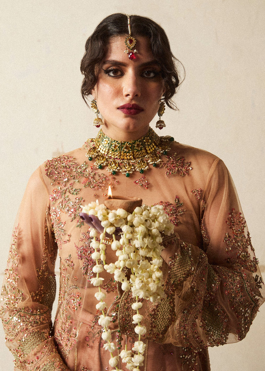 Hussain Rehar Festive Unstitched Embroidered Net Dress - Raitla