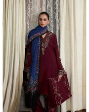 Jugnu Lahore Womenswear Embroidered Karandi Unstitched 3Pc Suit - RAMI