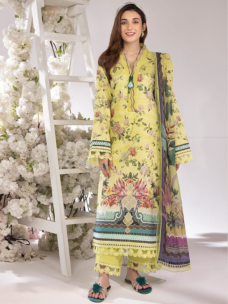 Rang Rasiya Summer Breeze Unstitched Lawn 3Pc Suit D-01 Apple Green