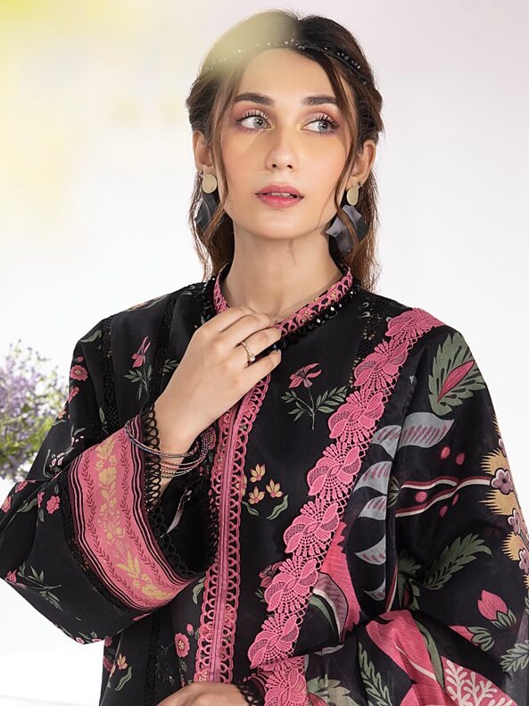 Rang Rasiya Summer Breeze Unstitched Lawn Print 3Pc Suit D-02 Midnight