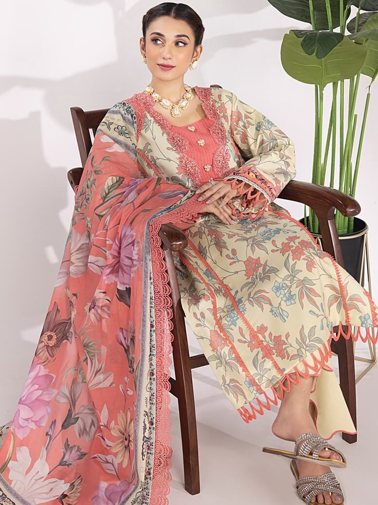 Rang Rasiya Summer Breeze Unstitched Lawn Print 3Pc Suit D-05 Sand