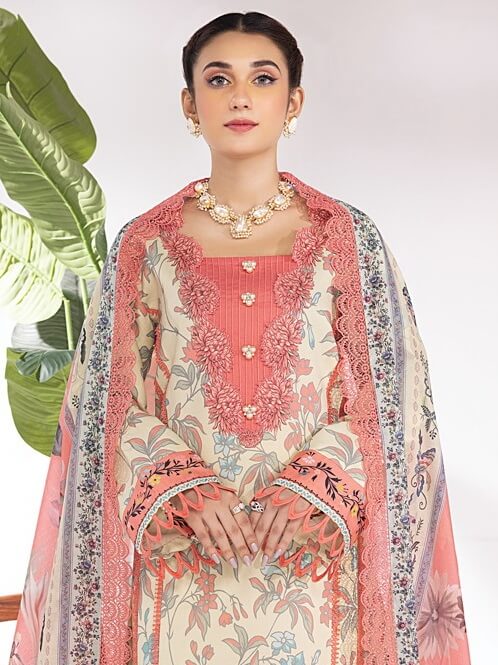 Rang Rasiya Summer Breeze Unstitched Lawn Print 3Pc Suit D-05 Sand