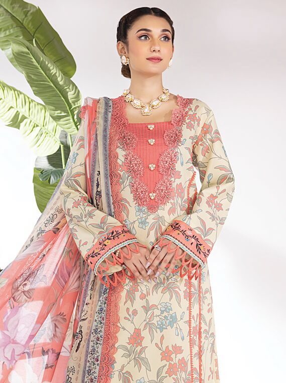 Rang Rasiya Summer Breeze Unstitched Lawn Print 3Pc Suit D-05 Sand