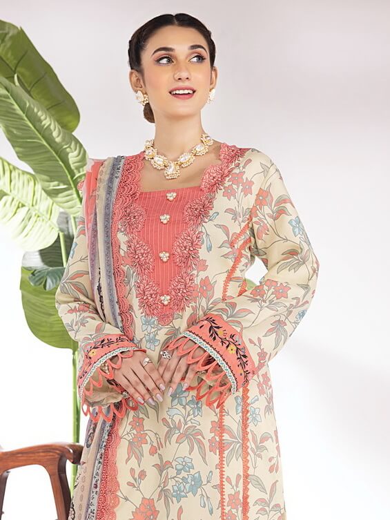 Rang Rasiya Summer Breeze Unstitched Lawn Print 3Pc Suit D-05 Sand