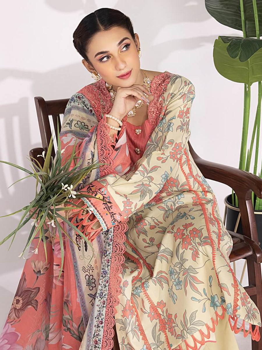Rang Rasiya Summer Breeze Unstitched Lawn Print 3Pc Suit D-05 Sand