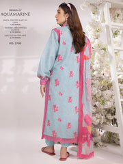 Rang Rasiya Summer Breeze Unstitched Lawn Print 3Pc Suit D-07 Aquamarine