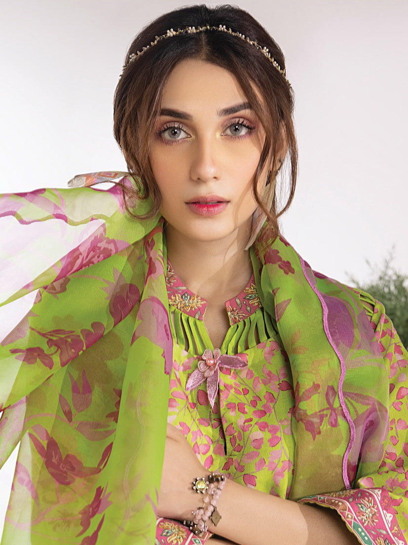 Rang Rasiya Summer Breeze Unstitched Lawn Print 3Pc Suit D-11 Kelly