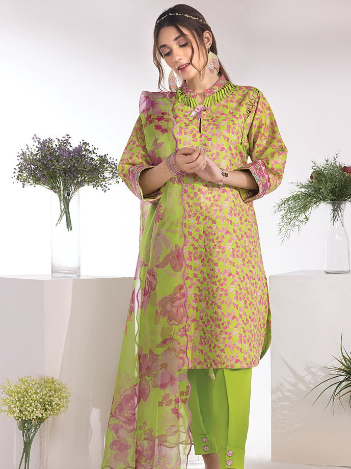 Rang Rasiya Summer Breeze Unstitched Lawn Print 3Pc Suit D-11 Kelly