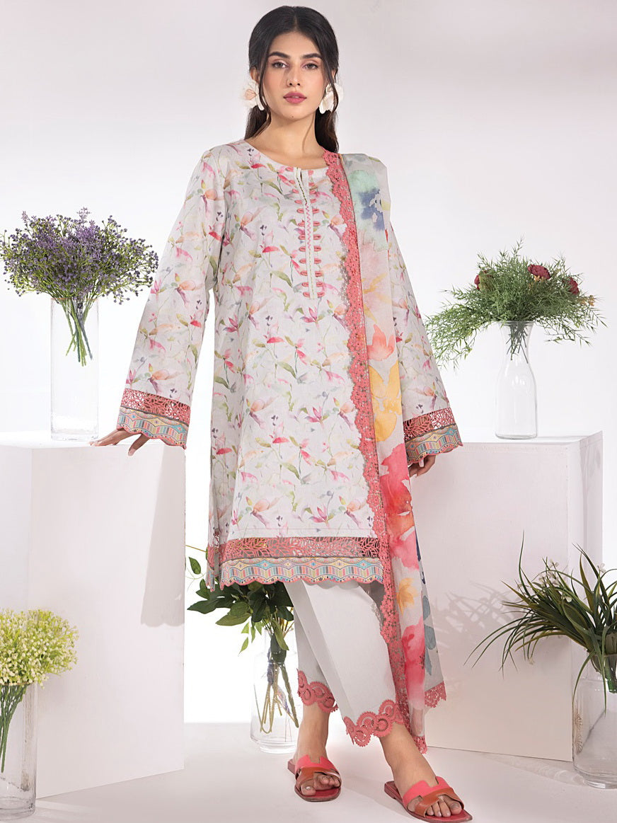 Rang Rasiya Summer Breeze Unstitched Lawn Print 3Pc Suit D-12 Pearl