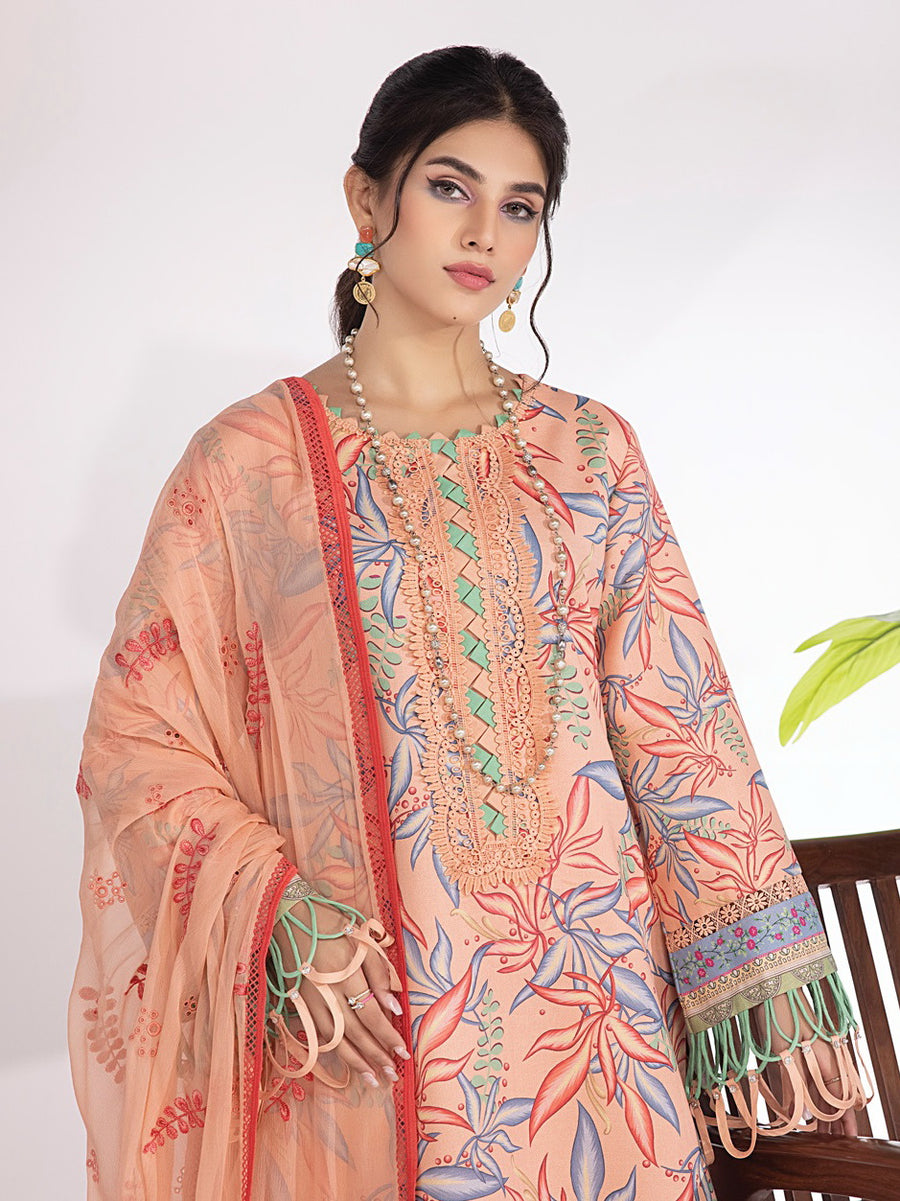 Rang Rasiya Summer Breeze Unstitched Lawn Print 3Pc Suit D-14 Flamingo