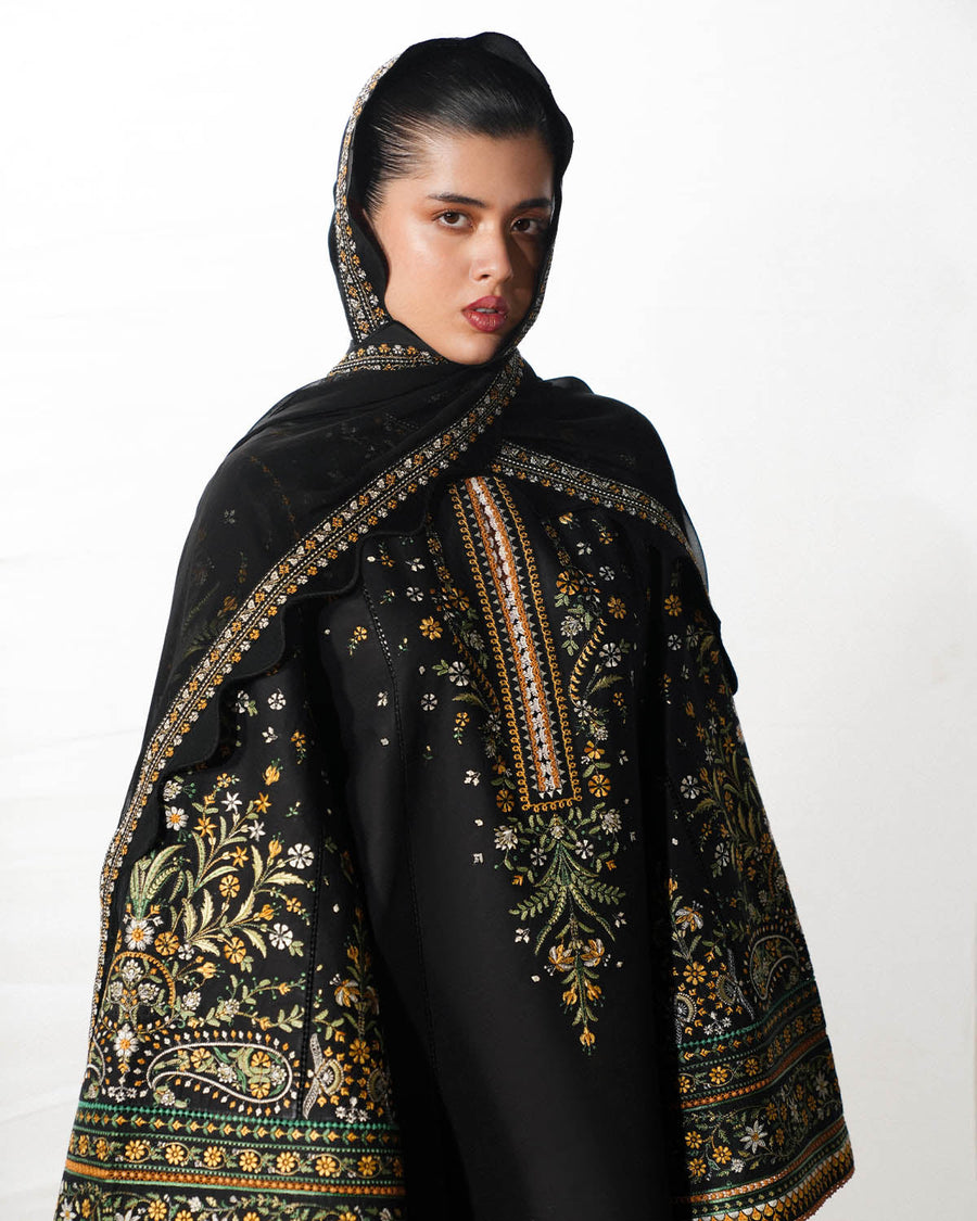 Jugnu Lahore The Reserved View Embroidered Cotton Unstitched 3Pc Suit - Rani
