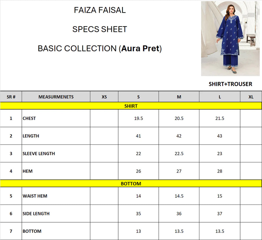 Faiza Faisal Aura Pret Embroidered Dobby Lawn 2Pc Suit - Rania