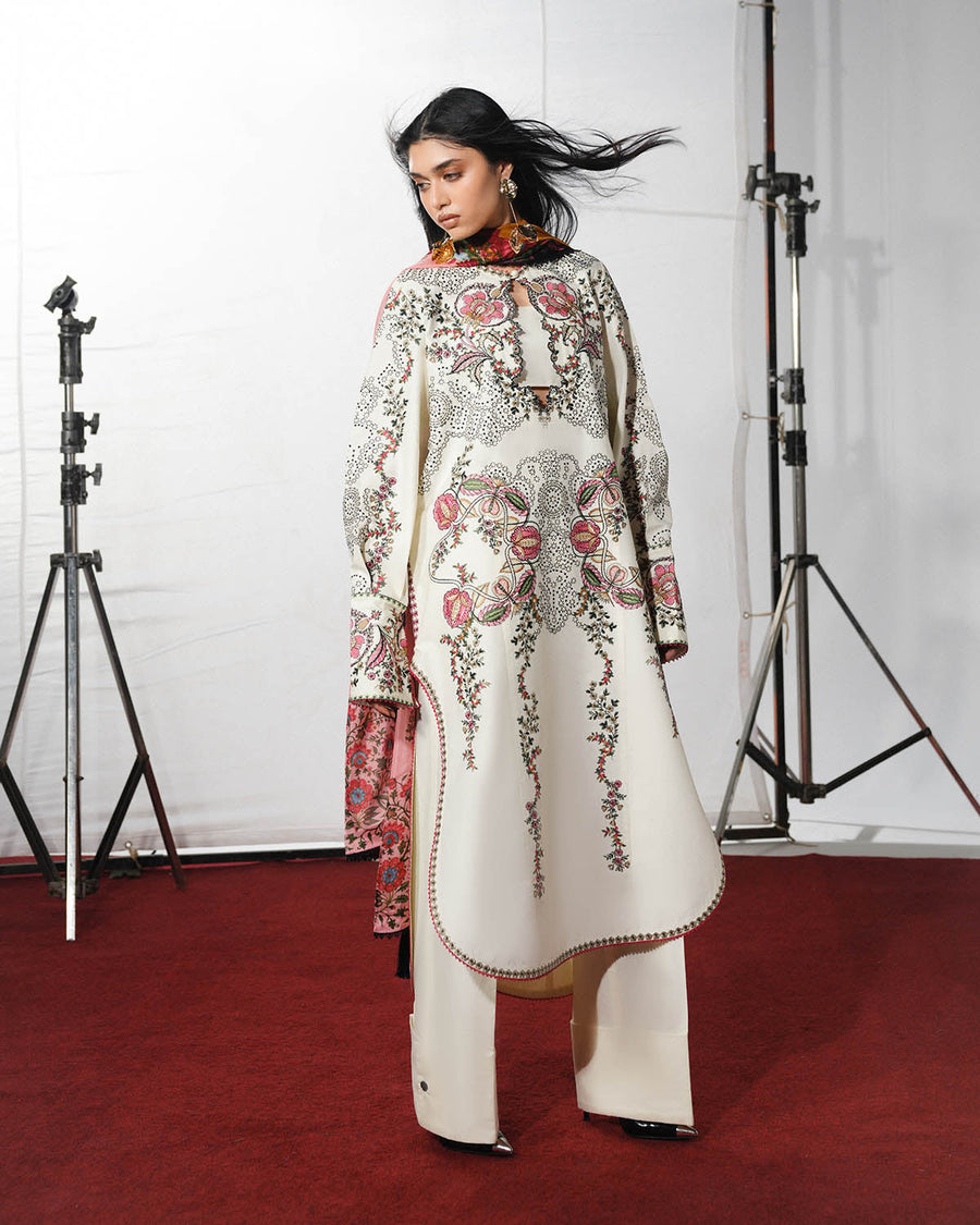 Jugnu Lahore The Reserved View Embroidered Cotton Unstitched 3Pc Suit - Rasti