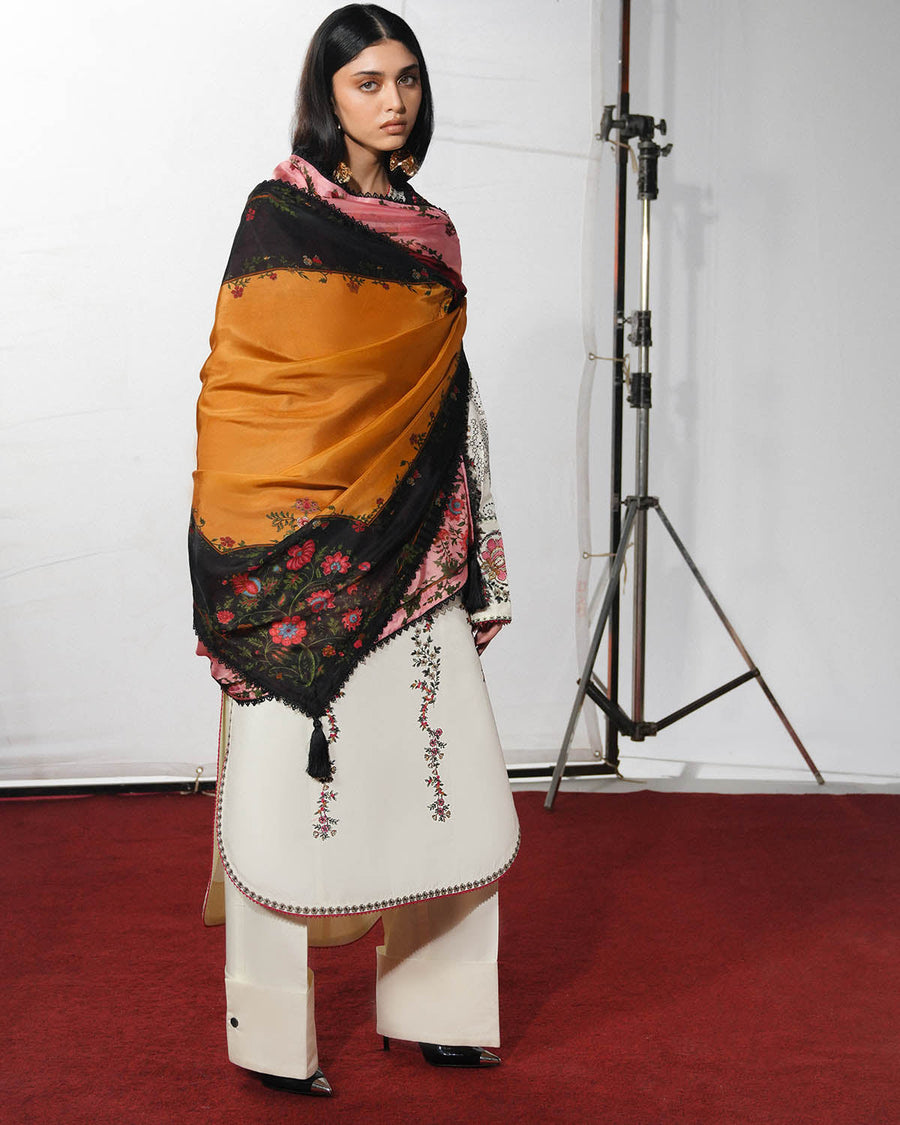 Jugnu Lahore The Reserved View Embroidered Cotton Unstitched 3Pc Suit - Rasti