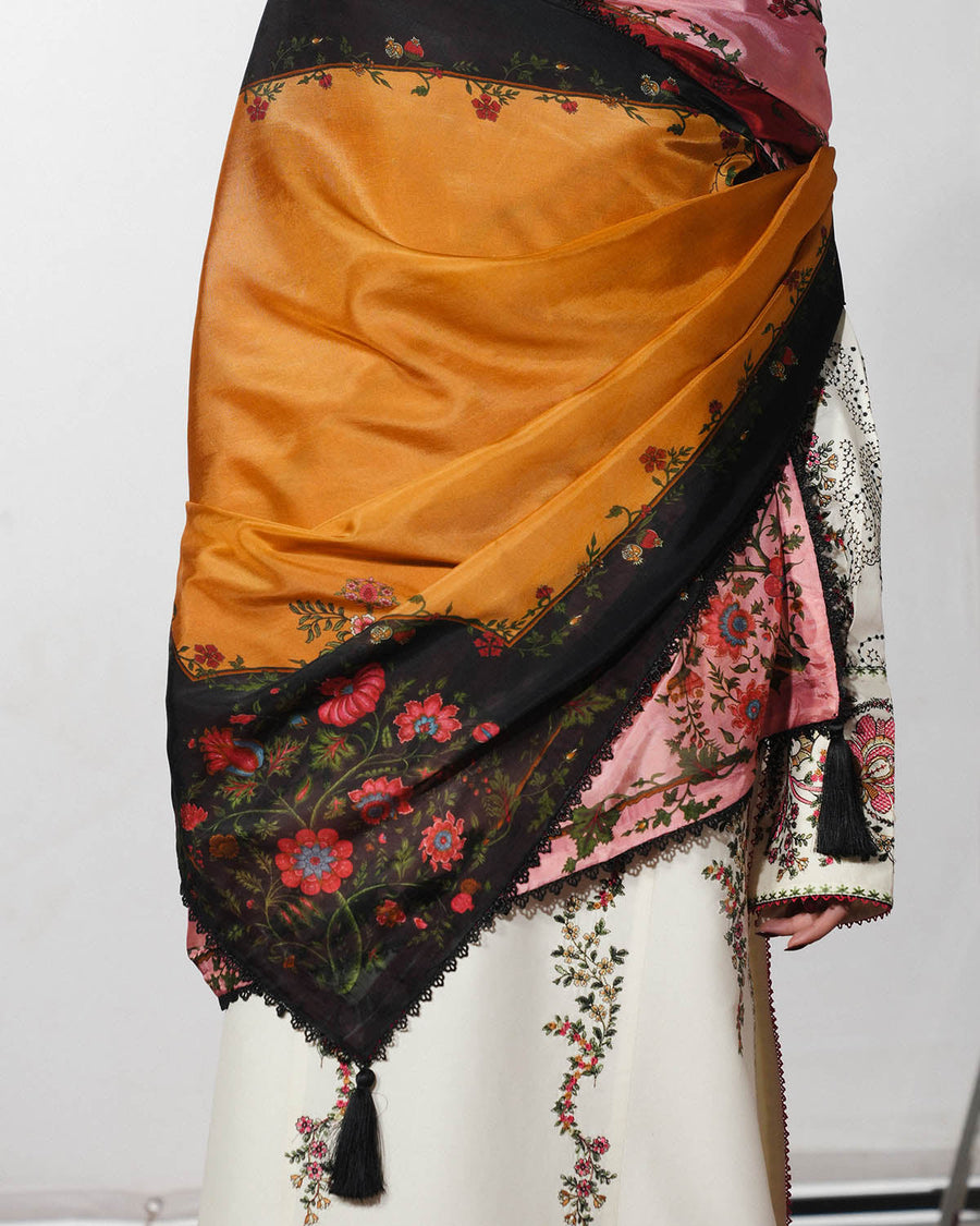 Jugnu Lahore The Reserved View Embroidered Cotton Unstitched 3Pc Suit - Rasti