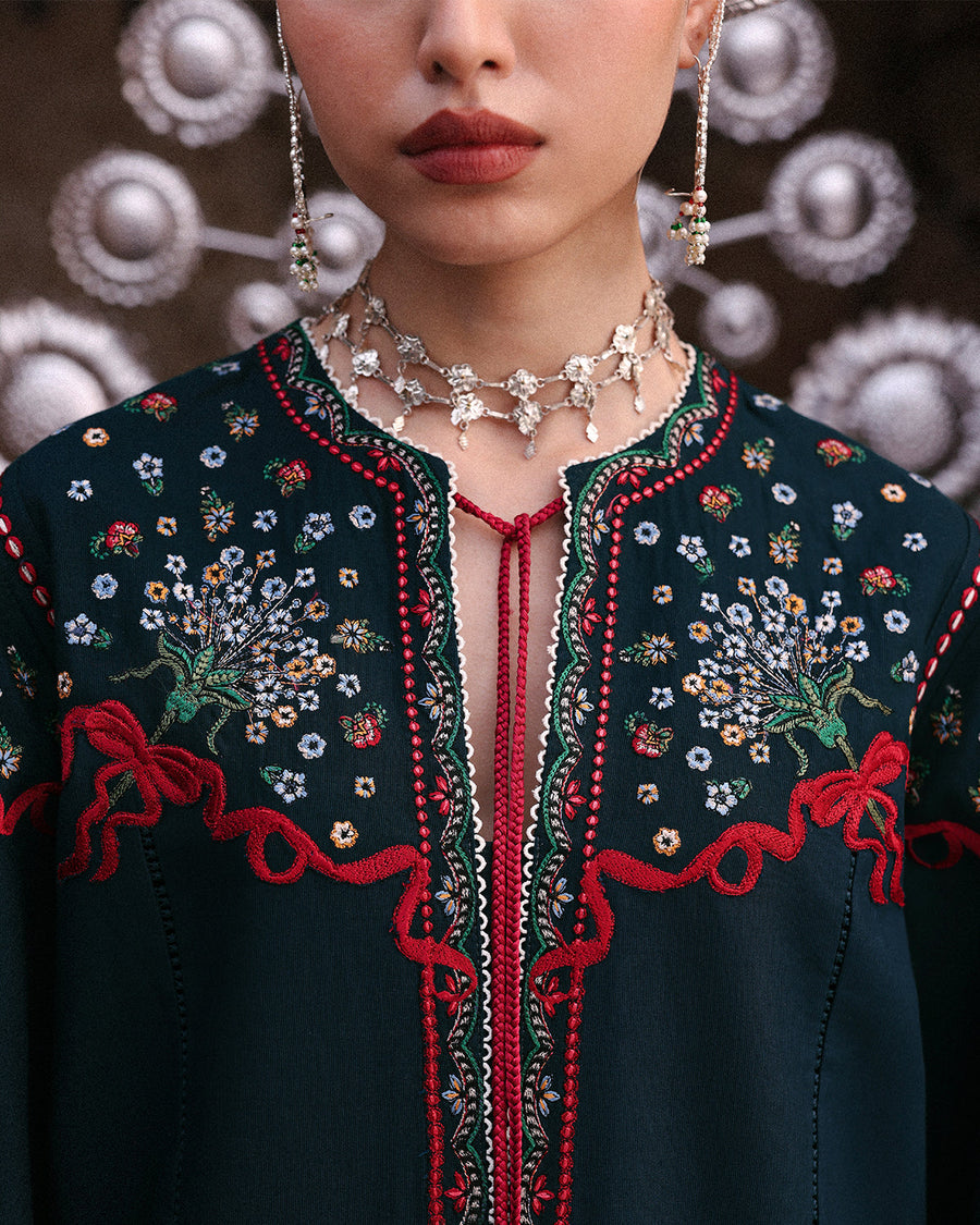 Jugnu Lahore Womenswear Embroidered Khaddar Unstitched 3Pc Suit - RATI