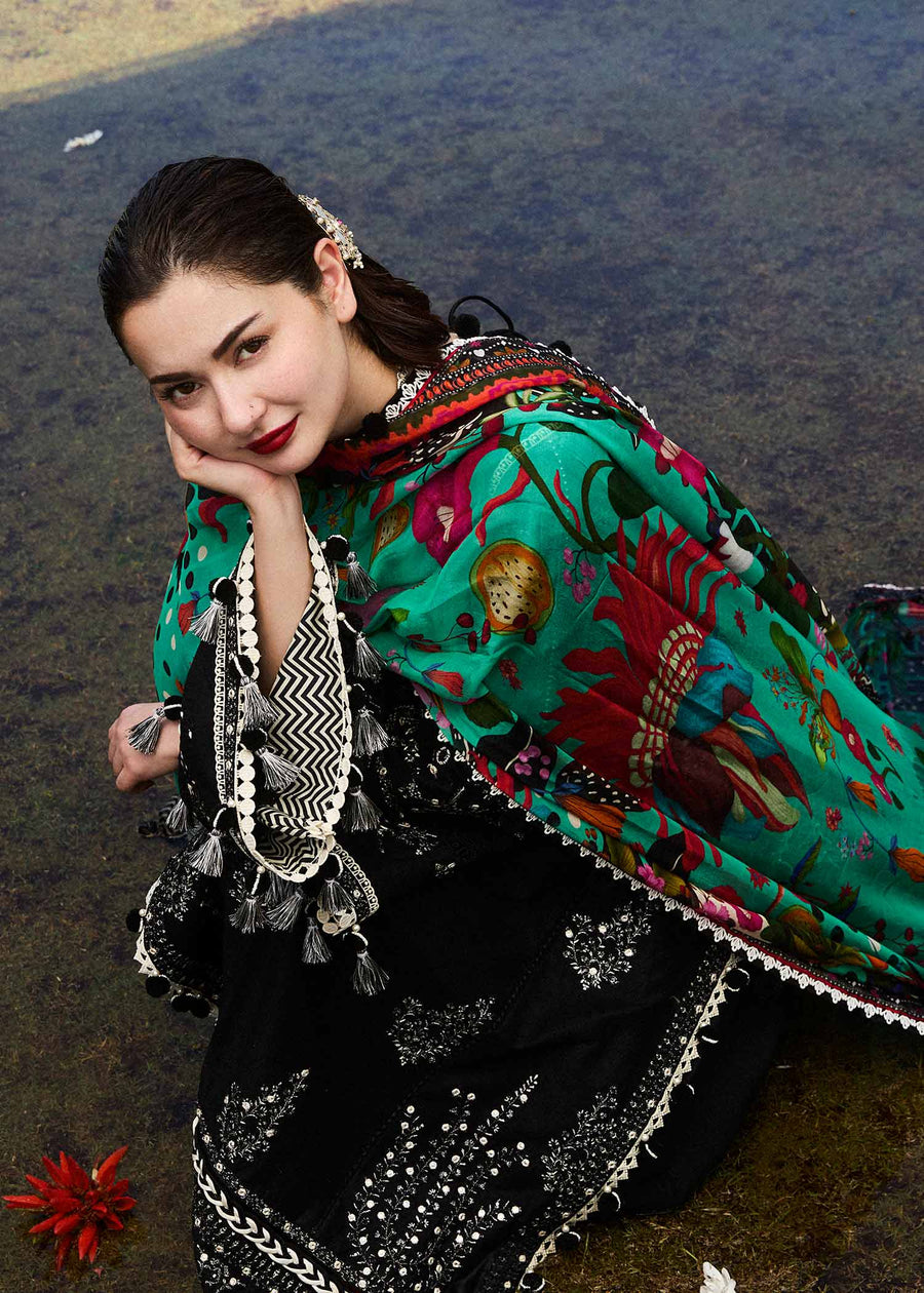 Hussain Rehar Embroidered Luxury Lawn Unstitched 3Pc Suit D-09 RAVE