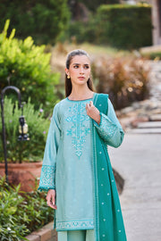 Farasha Sorine Summer Embroidered Lawn Unstitched 3Pc Suit - Rave Ocean