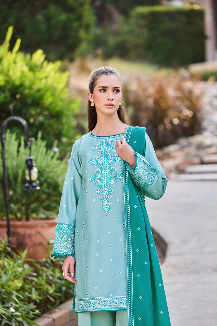 Farasha Sorine Summer Embroidered Lawn Unstitched 3Pc Suit - Rave Ocean