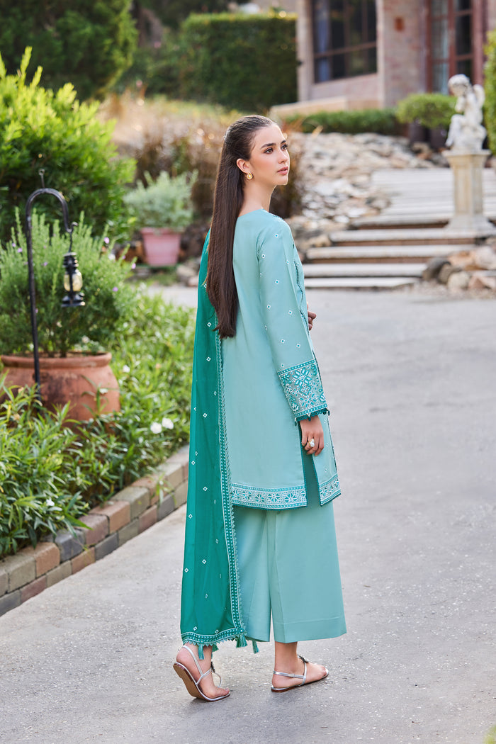Farasha Sorine Summer Embroidered Lawn Unstitched 3Pc Suit - Rave Ocean