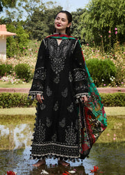 Hussain Rehar Embroidered Luxury Lawn Unstitched 3Pc Suit D-09 RAVE