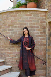 Farasha Sorine Summer Embroidered Lawn Unstitched 3Pc Suit - Raven Allure