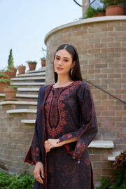 Farasha Sorine Summer Embroidered Lawn Unstitched 3Pc Suit - Raven Allure