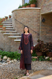 Farasha Sorine Summer Embroidered Lawn Unstitched 3Pc Suit - Raven Allure