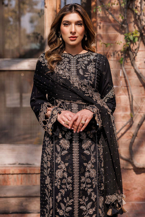 Farasha Summer Essentials Embroidered Lawn Unstitched 3Pc Suit - Raven Aura