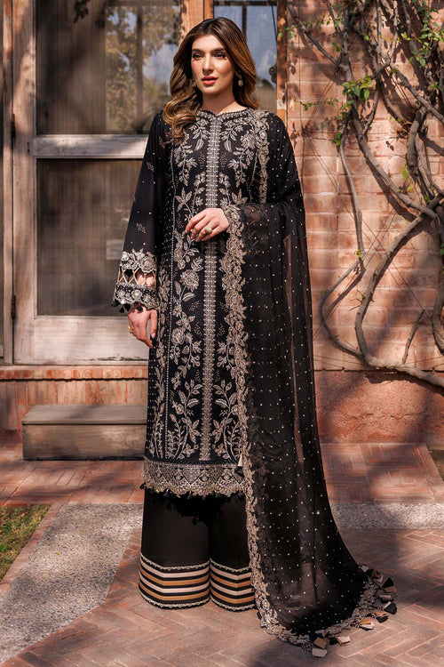 Farasha Summer Essentials Embroidered Lawn Unstitched 3Pc Suit - Raven Aura