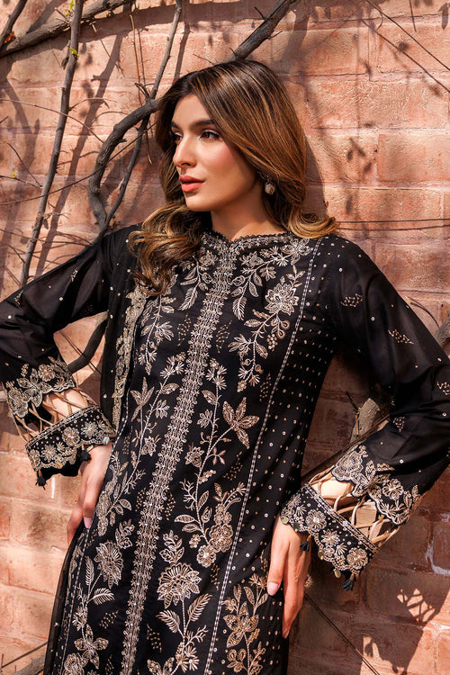 Farasha Summer Essentials Embroidered Lawn Unstitched 3Pc Suit - Raven Aura