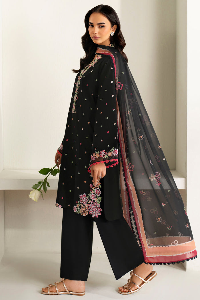 Farasha Summer Weaves Embroidered Lawn Unstitched 3Pc Suit - Raven Bloom
