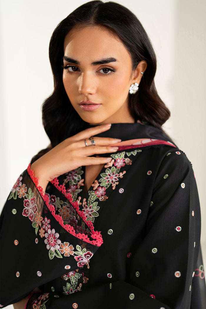 Farasha Summer Weaves Embroidered Lawn Unstitched 3Pc Suit - Raven Bloom