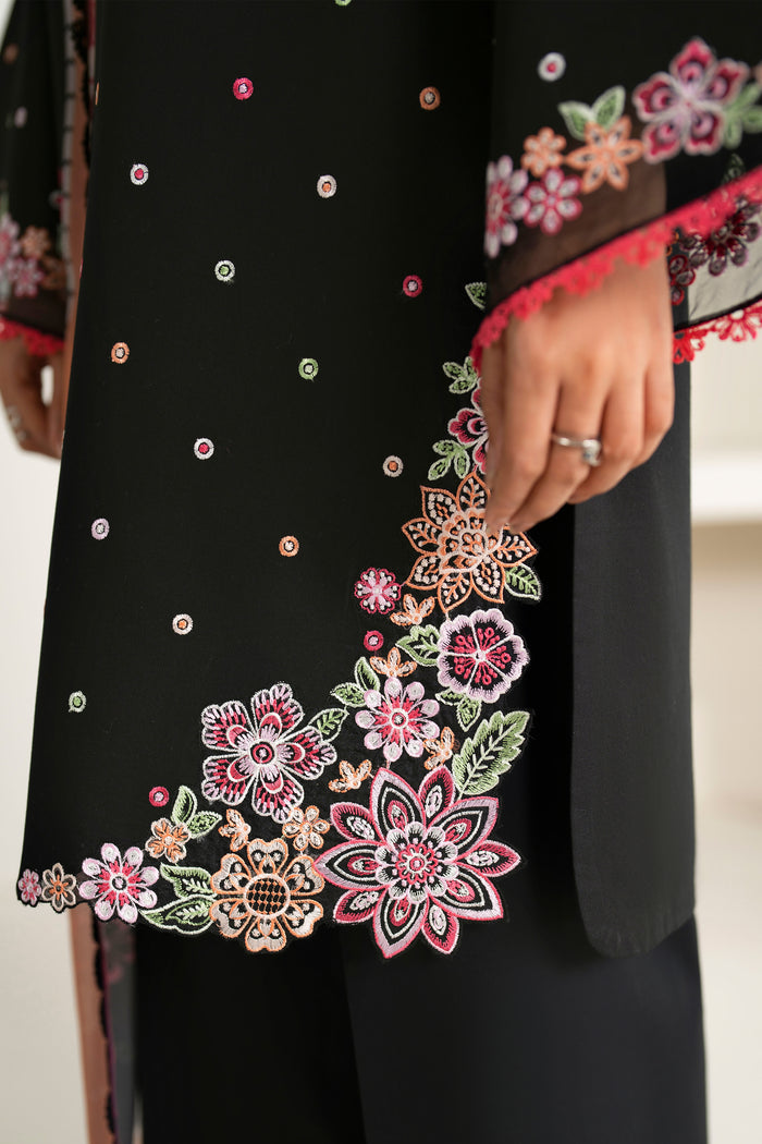 Farasha Summer Weaves Embroidered Lawn Unstitched 3Pc Suit - Raven Bloom