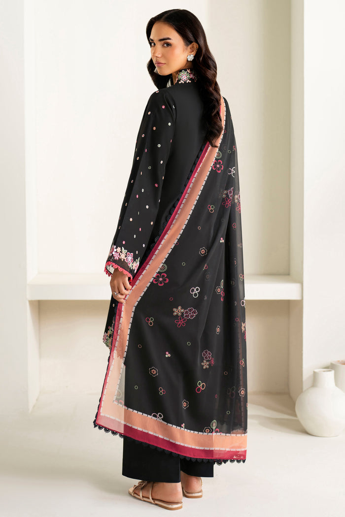 Farasha Summer Weaves Embroidered Lawn Unstitched 3Pc Suit - Raven Bloom