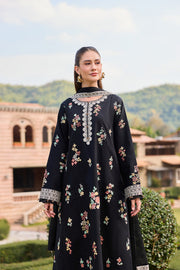 Farasha Sorine Summer Embroidered Lawn Unstitched 3Pc Suit - Raven Elegance