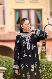Farasha Sorine Summer Embroidered Lawn Unstitched 3Pc Suit - Raven Elegance