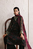 Farasha Fiorella Embroidered Chiffon Unstitched 3Pc Suit - Raven Melody