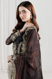 Farasha Fiorella Embroidered Chiffon Unstitched 3Pc Suit - RAVEN NOIR