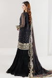 Farasha Fiorella Embroidered Chiffon Unstitched 3Pc Suit - RAVEN NOIR