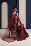 Farasha Luxury Formal Embroidered Net Unstitched 3Pc Suit - Ravish Garnet