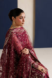 Farasha Luxury Formal Embroidered Net Unstitched 3Pc Suit - Ravish Garnet
