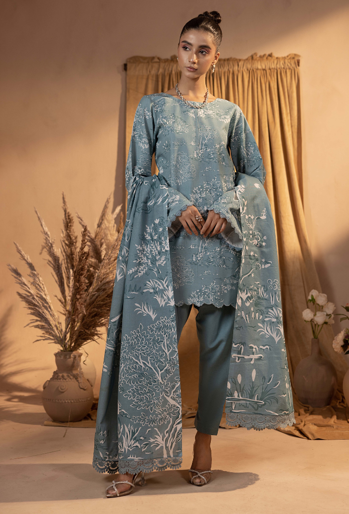 Humdum Raya Printed Khaddar Unstitched 3Pc Suit D-06