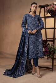 Humdum Raya Printed Khaddar Unstitched 3Pc Suit D-09
