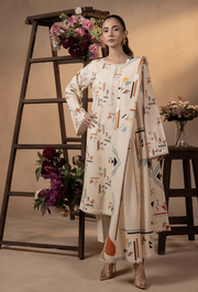 Humdum Raya Printed Khaddar Unstitched 3Pc Suit D-10